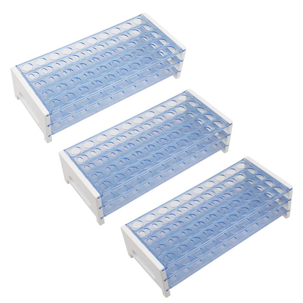 3 Pieces Test Tube Rack for 16mm Tubes 50 Holes Plastic Lab Test Tubes Holder Bracket Stand for Laboratory