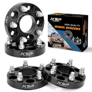 ksp 5x4.5 wheel spacers for mustang explorer, 1 inch 5x114.3mm tire spacers adapters 25mm thick 70.5mm hub bore with m14x1.5 thread pitch fit for 2015-2024 ford mustang gt500 gt350 mach 1 black 4pcs