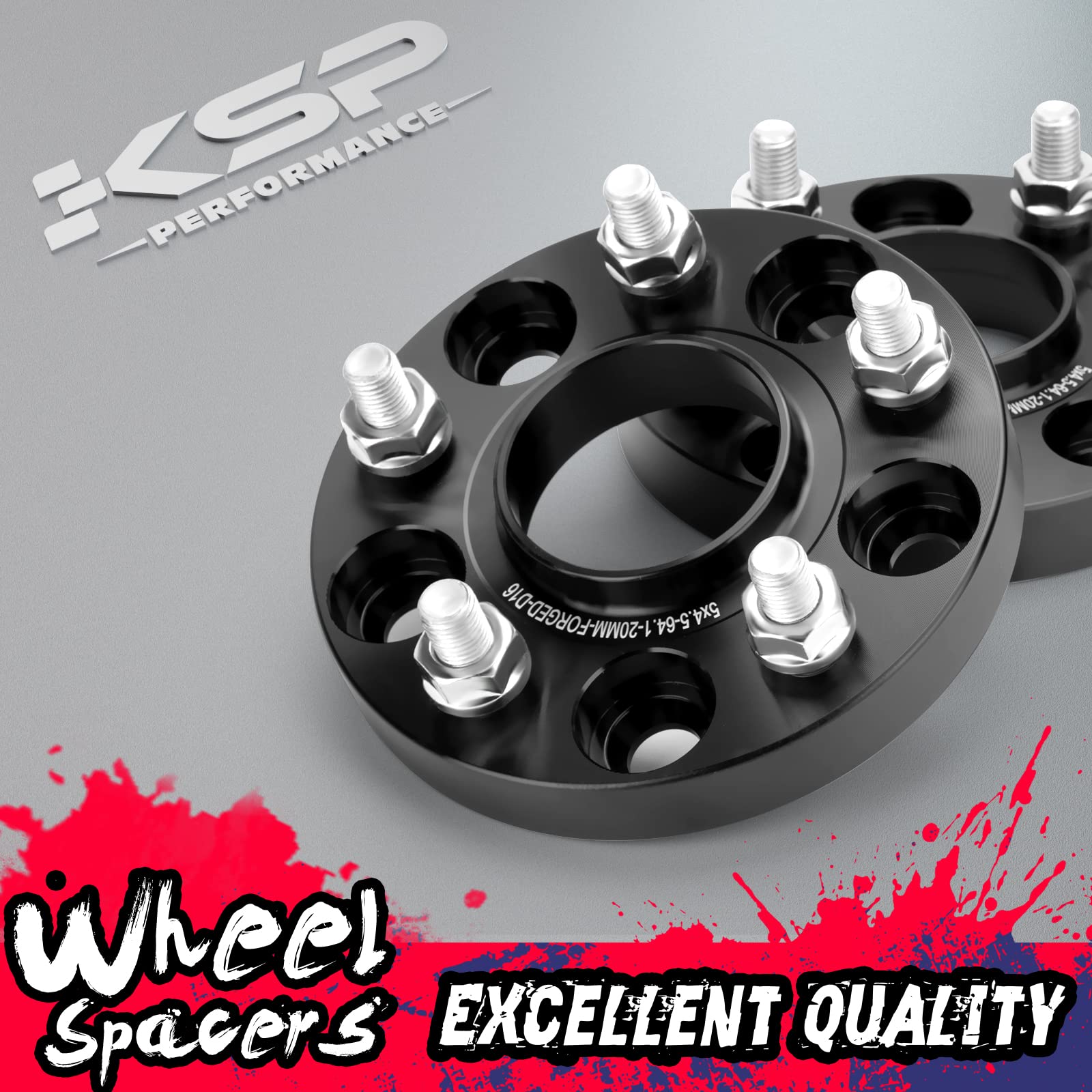 KSP 5X4.5 Wheel Spacers for Mustang Explorer, 1 inch 5x114.3mm Tire Spacers Adapters 25mm Thick 70.5mm Hub Bore with M14x1.5 Thread Pitch Fit for 2015-2024 Ford Mustang GT500 GT350 Mach 1 Black 4PCS