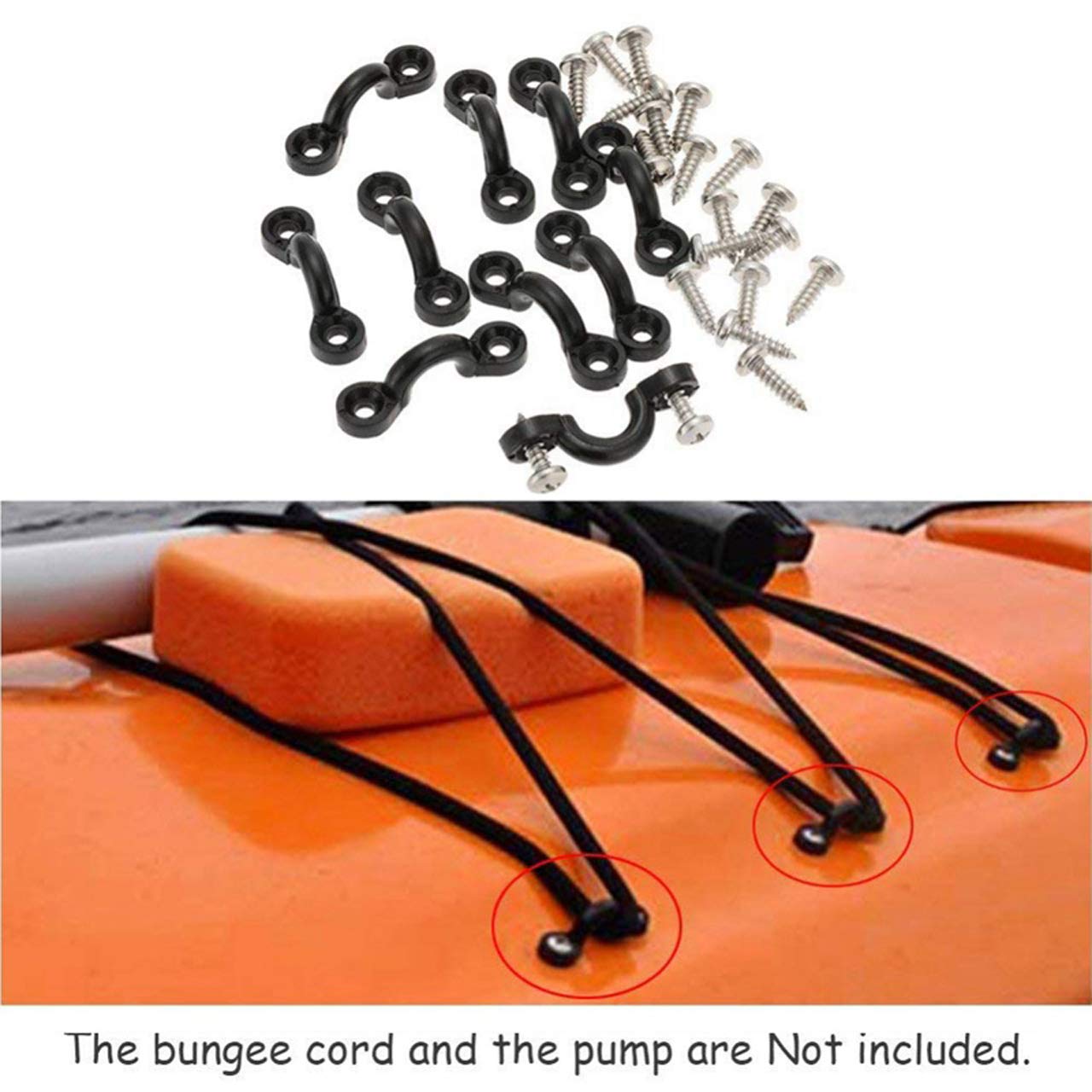 ANTOBLE Kayak Pad Eye, Kayak Nylon Bungee Tie Down Deck Loops for Boat Kayak Deck Rigging Kit - 10 Pack with Screws