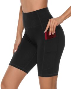 stelle womens high waist biker cycling fitness gym running volleyball workout yoga shorts (medium, 8'' black)
