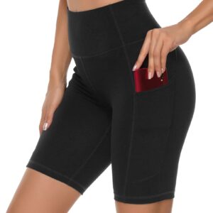 Stelle Womens High Waist Biker Cycling Fitness Gym Running Volleyball Workout Yoga Shorts (Medium, 8'' Black)