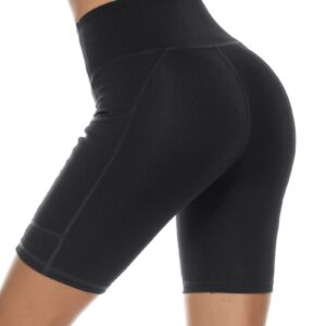 Stelle Womens High Waist Biker Cycling Fitness Gym Running Volleyball Workout Yoga Shorts (Medium, 8'' Black)