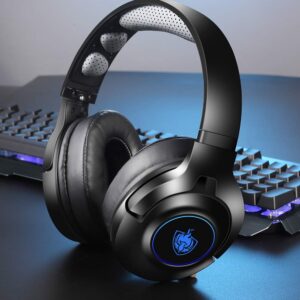 PHOINIKAS Xbox One Headset for PS5, PS4, PC, Q9 Wireless Gaming Headset with Stereo Sound, Over Ear Headphones with Detachable Noise Canceling Mic, Bluetooth Music Headset for Phone Laptop Mac (Blue)