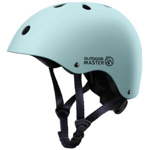 outdoormaster youth & kids bike helmet - adjustable multi-sports skateboard helmet with removable liners for balance bike, toddler scooter, one wheel hoverboard - mint - m