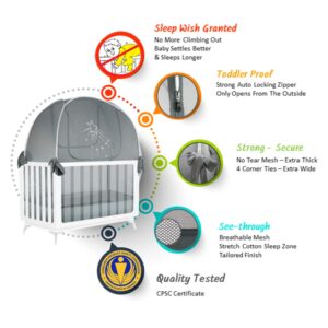 Aussie Cot Net - Baby Crib Tent to Keep Baby from Climbing Out - Toddler Proof Crib Netting Mosquito Net