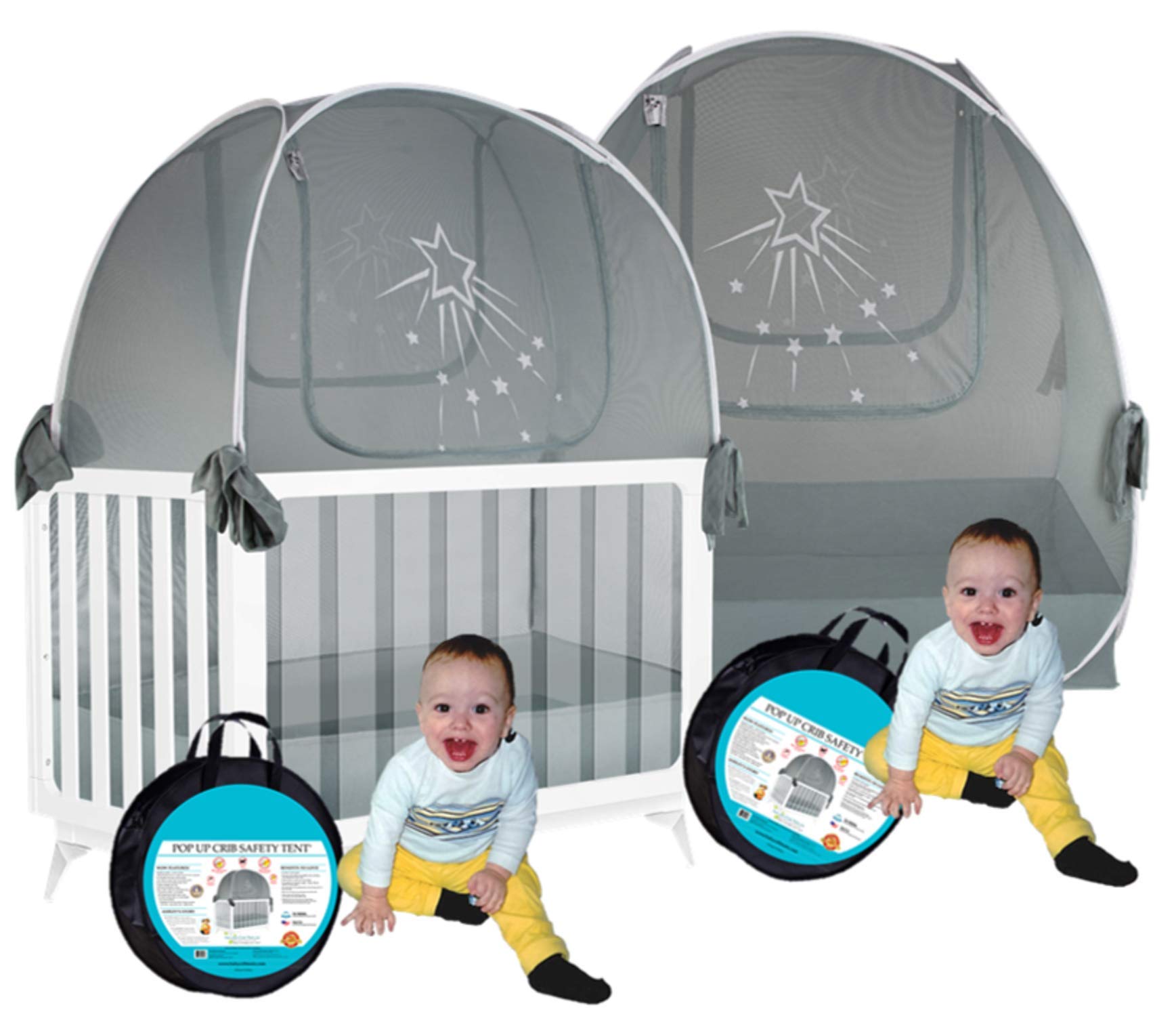 Aussie Cot Net Baby Crib Tents Twin 2 Silver Star Crib Tents to Keep Baby from Climbing Out - Crib Mosquito Netting