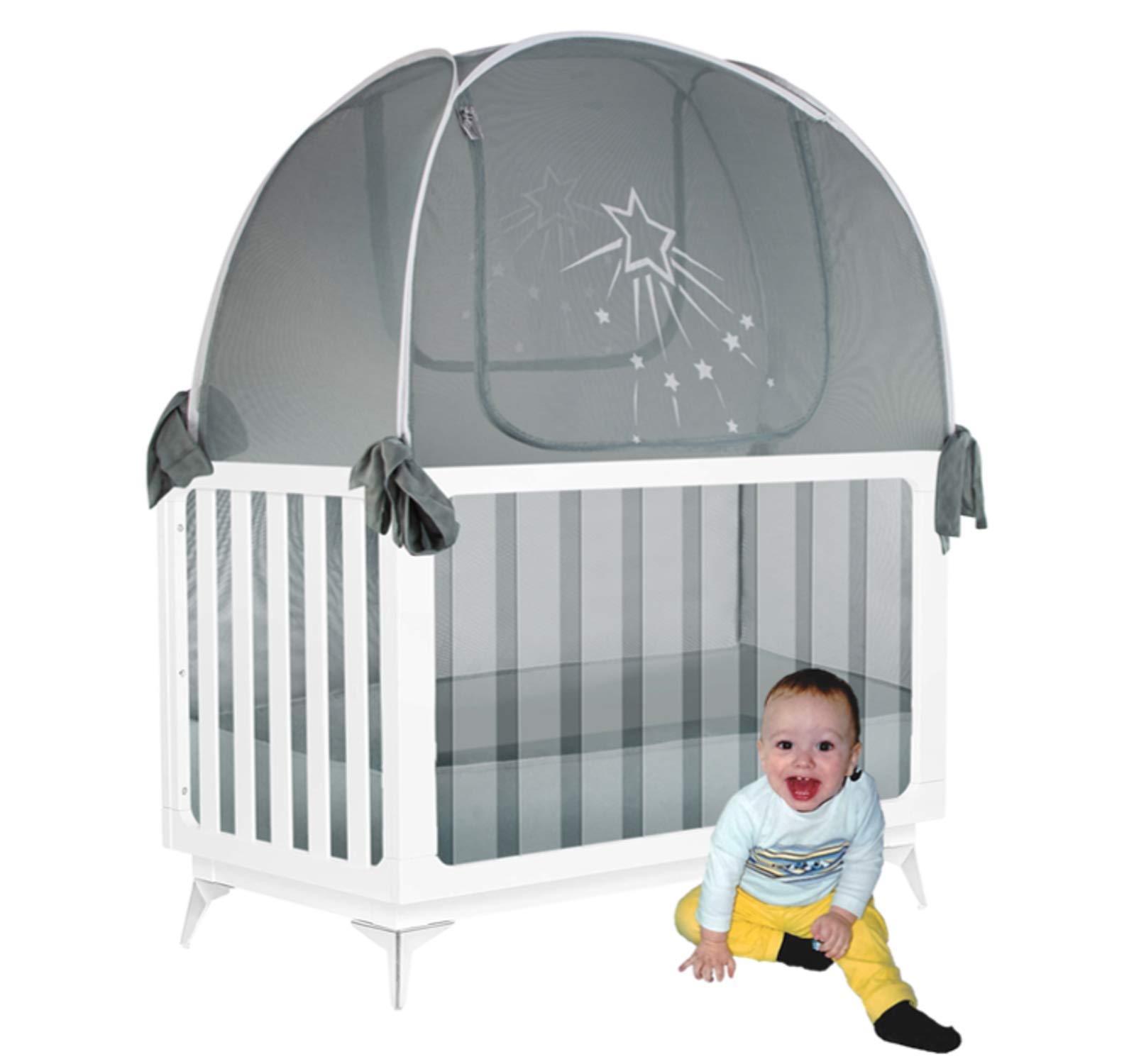 Aussie Cot Net Baby Crib Tents Twin 2 Silver Star Crib Tents to Keep Baby from Climbing Out - Crib Mosquito Netting