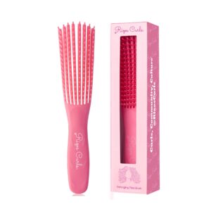 rizos curls detangling flexi brush, detangle curly, coily & kinky curls, shower brush, reduce hair loss & breakage, distribute product and add shine, pink