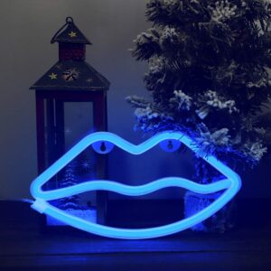 lip shaped neon signs by woohaha led neon light art decorative lights wall decor for christmas children baby room wedding party decoration (blue)