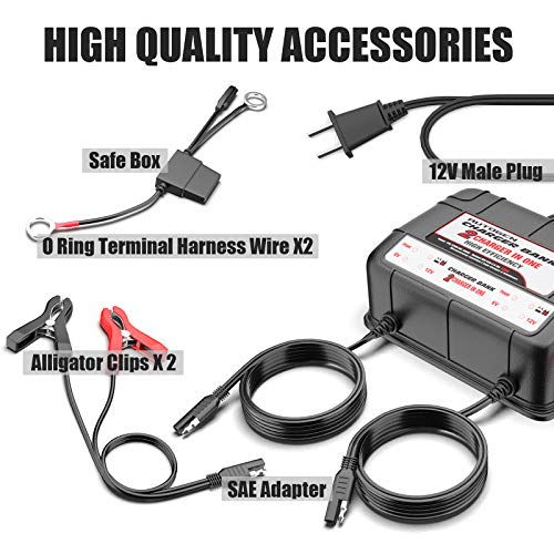 AUTOGEN 2-Bank Marine Battery Charger, 10-Amp (5-Amp Per Bank) Dual Battery Trickle Charger Maintainer, 6V & 12V Onboard Battery Charger and Battery Maintainer