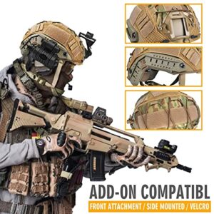 ActionUnion Tactical Airsoft Paintball Fast Helmet with Cover PJ Type Adjustable Protective NVG Mount forMulticam Military Sports Hunting Shooting (Tan-CP)