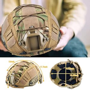 ActionUnion Tactical Airsoft Paintball Fast Helmet with Cover PJ Type Adjustable Protective NVG Mount forMulticam Military Sports Hunting Shooting (Tan-CP)