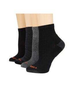 merrell unisex-adult's men's and women's cushioned midweight ankle socks-4 pair pack-moisture management and anti-odor, black, small-medium