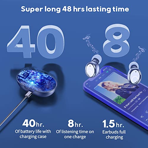 kurdene Bluetooth Wireless Earbuds, S8 Deep Bass Sound 38H Playtime IPX8 Waterproof Earphones Call Clear with Microphone in-Ear Bluetooth Headphones Comfortable for iPhone, Android