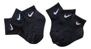 nike boy's mesh & cushioned ankle socks 6-pack (little kid) black 4-5 little kid