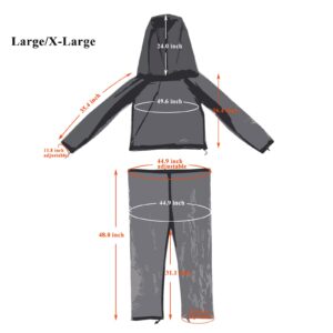 Sofiey 4 Pieces Mosquito Net Suit– Jacket Hood & Pants& Mitts & Socks Sets Light-Weight& Breathable Mesh Clothing for Men & Women, Ideal for Fishing, Hiking, Camping, Farming and Gardening (L/XL)