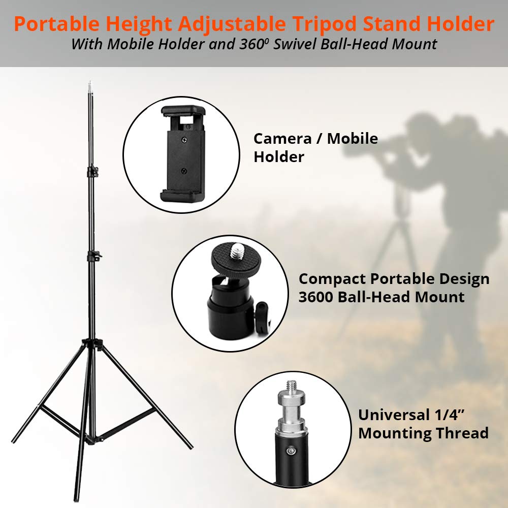 MeeA 82 Inch Tall Extendable Tripod Compatible with Most Cell Phones, DSLRs, Digital Cameras for Selfie and Live Video Travel, Broadcasting/Streaming/vlogging. Black