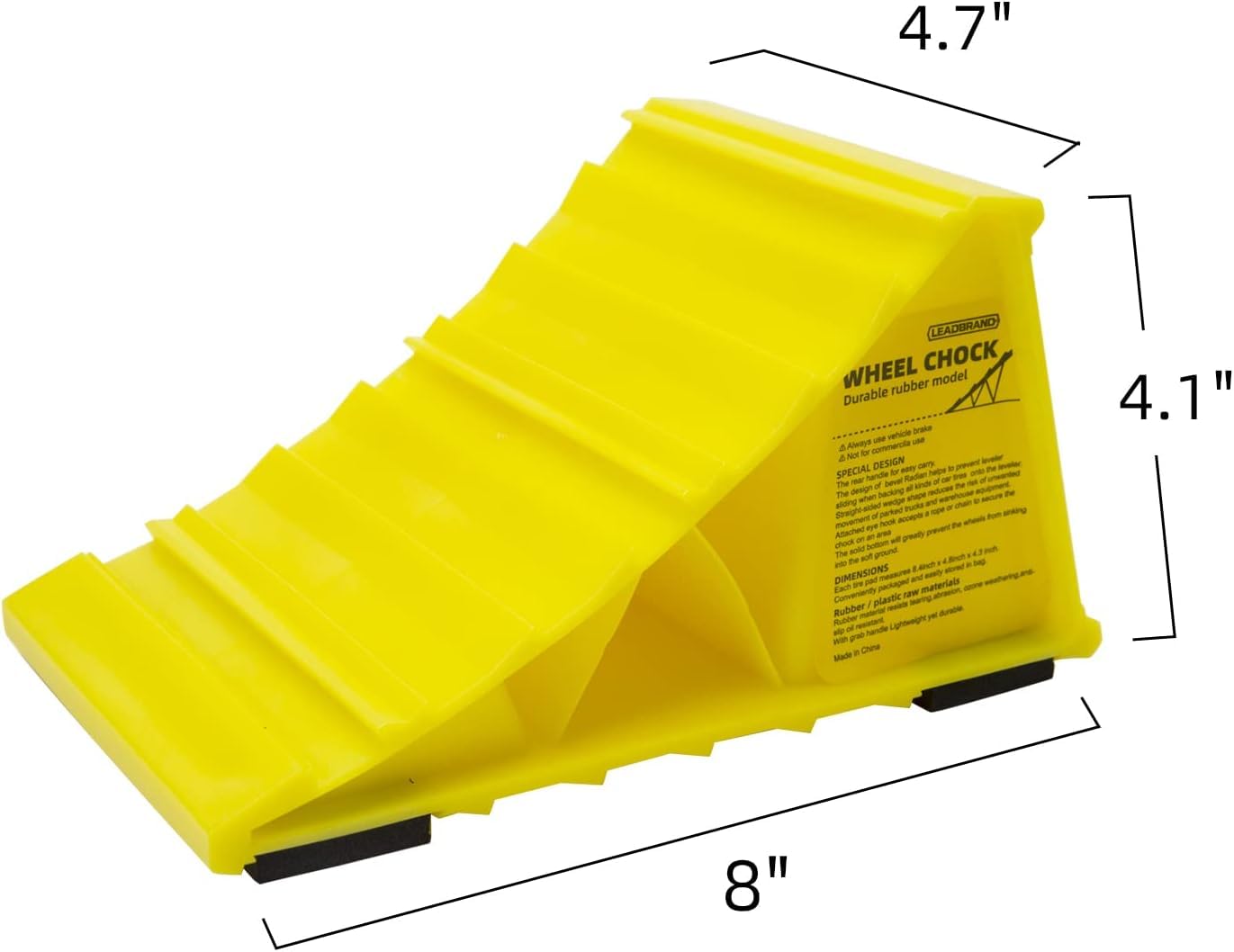 LEAD BRAND Wheel Chocks with Non Slip Base, Suitable for Most Tyre Sizes.Ideal Chocks for RV&Trailer, (L8 L x W4.7 x H4.1), Pack of 2 and Carry Bag.