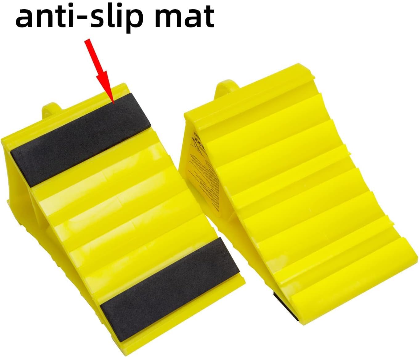 LEAD BRAND Wheel Chocks with Non Slip Base, Suitable for Most Tyre Sizes.Ideal Chocks for RV&Trailer, (L8 L x W4.7 x H4.1), Pack of 2 and Carry Bag.