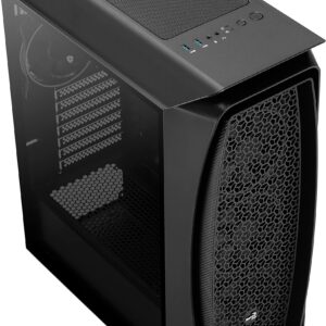 Gaming PC Case Mid-Tower Chassis by AeroCool, AeroOne Eclipse Black, Tempered Glass Panel, 4X RGB Fans, 2X USB 3.0, ATX Desktop Case