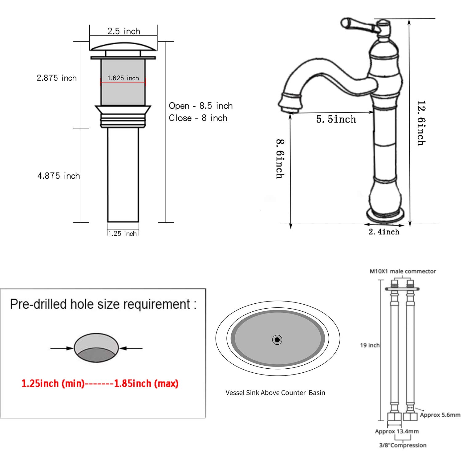 Bathroom Faucet GGStudy 360° Swivel Single-Handle One Hole Bathroom Vessel Sink Faucet Matching Pop Up Drain Brushed Gold Farmhouse Bathroom Vanity Faucet