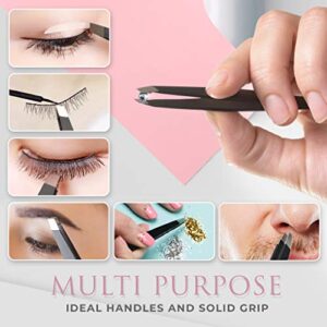 Precision Tweezers Set, Stainless Steel with Perfect Grip! Ideal for Painless Eyebrow Plucker, Ingrown Hair and Tick Removal - Beauty and First Aid Precision Tweezers - 100% Satisfaction Guarantee