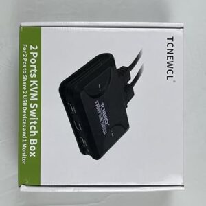 4K HDMI KVM Switch 2 Port, Support 4K@30Hz, for 2 Computers Share Mouse Keyboard to 1 HD Monitor, Included 2 HDMI Cables and Wire Desktop Controller