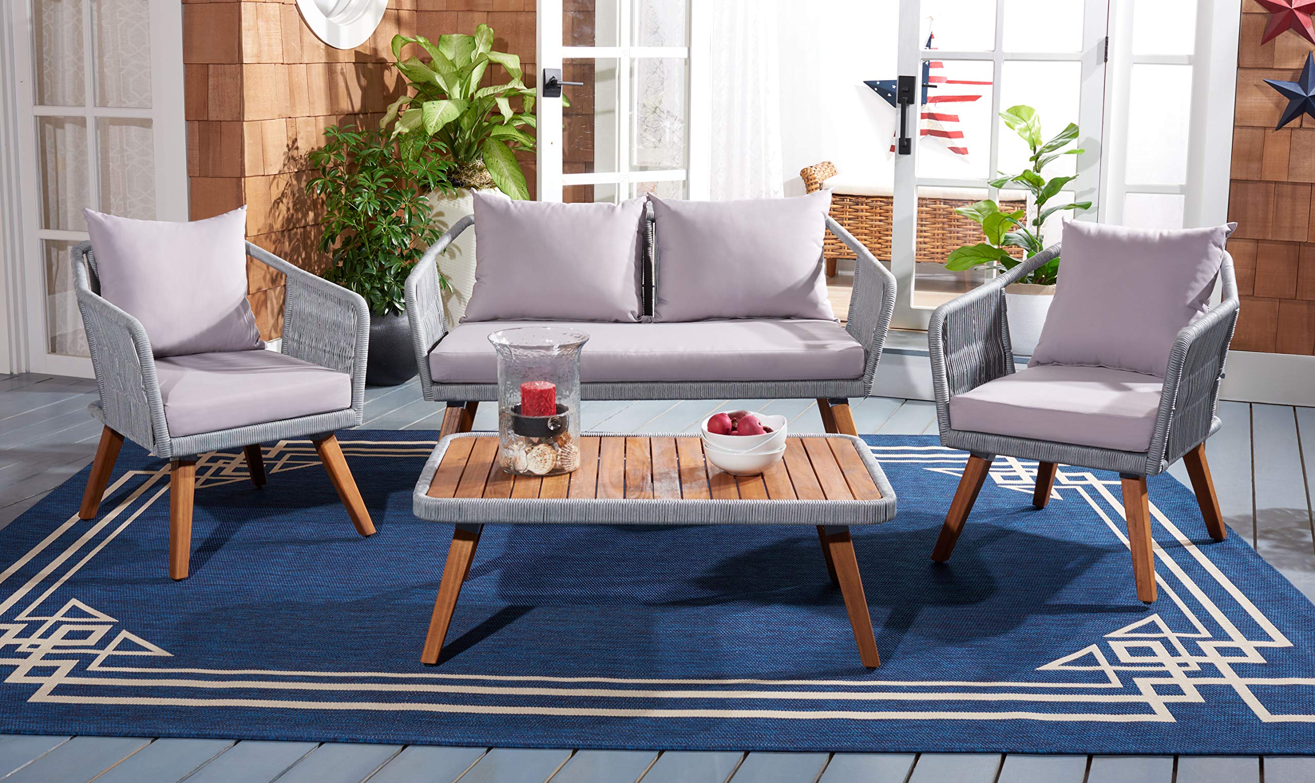 Safavieh Outdoor Collection Raldin Grey Rope 4-Piece Patio Set