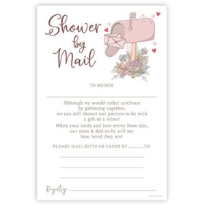 shower by mail pink mailbox - girl baby shower invitations (20 count) with envelopes