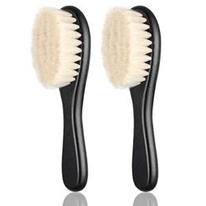 2 pieces barber fade brush men beard brush neck duster cleaning brush soft beard brush with wooden handle for barber hair cutting kits (black)