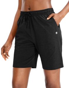 g gradual women's bermuda shorts jersey shorts with deep pockets 7" long shorts for women lounge walking athletic (black, x-large)