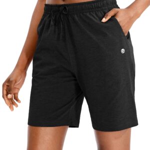 G Gradual Women's Bermuda Shorts Jersey Shorts with Deep Pockets 7" Long Shorts for Women Lounge Walking Athletic (Black, X-Large)