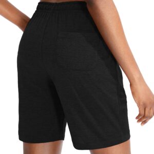 G Gradual Women's Bermuda Shorts Jersey Shorts with Deep Pockets 7" Long Shorts for Women Lounge Walking Athletic (Black, X-Large)