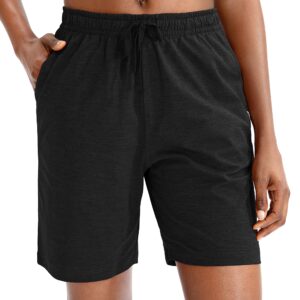 G Gradual Women's Bermuda Shorts Jersey Shorts with Deep Pockets 7" Long Shorts for Women Lounge Walking Athletic (Black, X-Large)