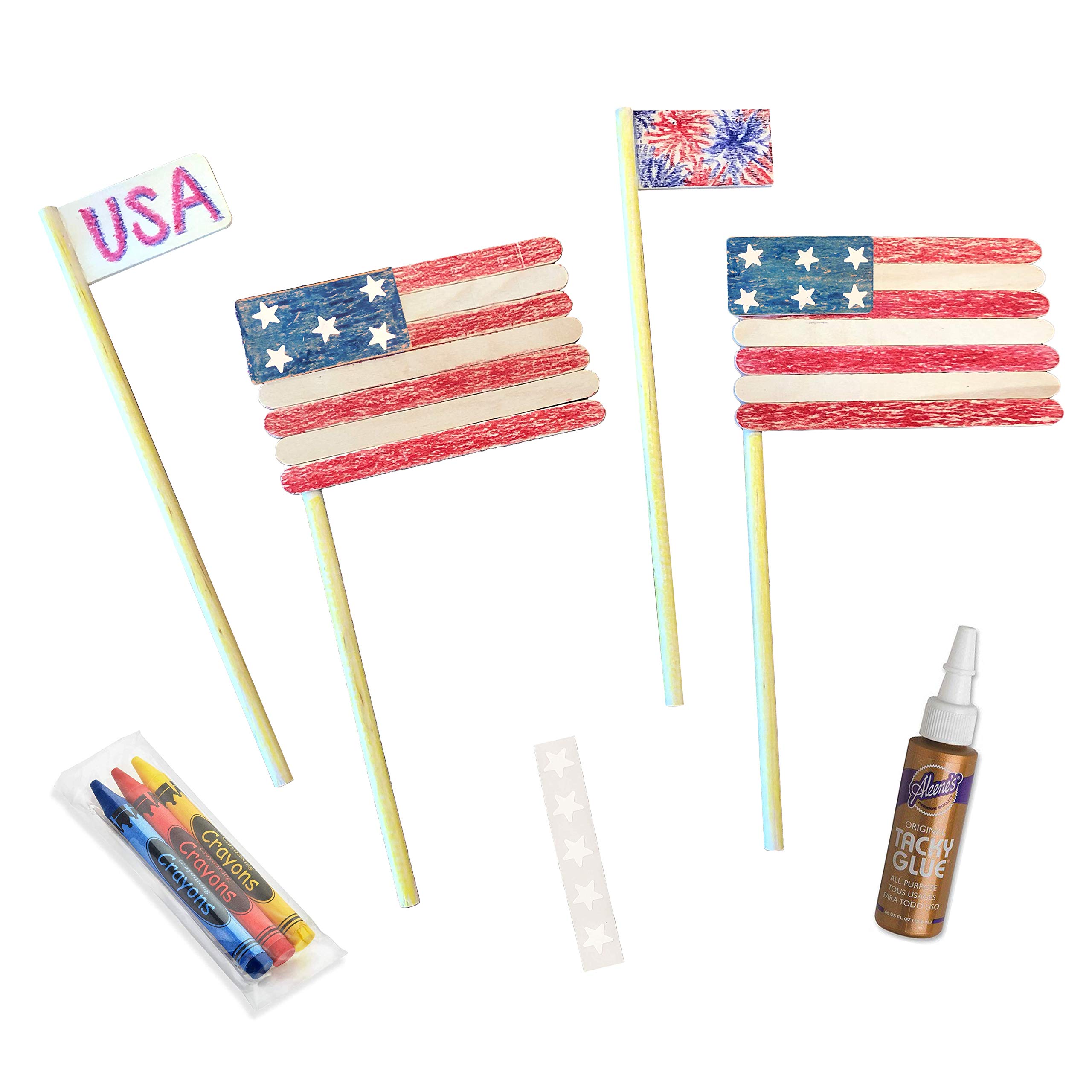 Perfect Stix Krafty Kitz Build Your Own Wooden Fourth of July Flag Kit Complete with Instructions