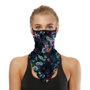 yayourel colorful flowers boho floral bandana neck gaiter face mask covering bandanas for men women summer uv cooling face scarf mask cover ear loop hole triangle facemask headwear for fishing running