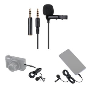 lapel lavalier microphone clip-on lav mic for sony a7c ii zv-1 ii zv1 zv-1f rx100 vii a6700 a6600 a6300 a6100 a7iv a7 iii ii a7s canon g7x iii m50 r50 r100 r rp nikon z6 z7 ii z30 z50 & more cameras