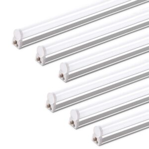barrina t5 2ft led shop light, 6500k (super bright white), utility shop light, ceiling and under cabinet light, etl listed, corded electric with built-in on/off switch, 6 pack