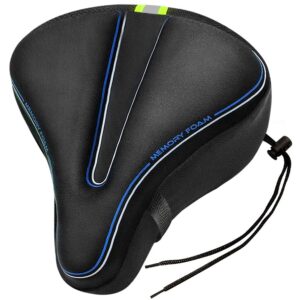 gincleey comfortable bike seat cover with memory foam wide bicycle saddle cushion for women men everyone, fits exercise, spin, stationary, soft