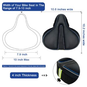 Gincleey Comfortable Bike Seat Cover with Memory Foam Wide Bicycle Saddle Cushion for Women Men Everyone, Fits Exercise, Spin, Stationary, Soft