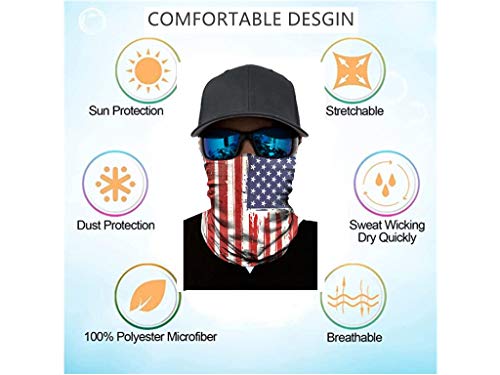 Outdoor Face Mask Scarf Bandana Multiple Functions UV Protection Wind dust Proof Headwear for Men and Women Cycling Motorcycling Hiking Skiing American Flag