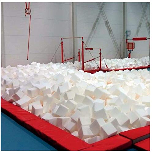 Foamma White Foam Pit Cubes/Blocks 4” x 4” x 4” 100 Pack for Gymnastics, Freerunning and Parkour Courses, Skateboard Parks, BMX, Trampoline Arenas