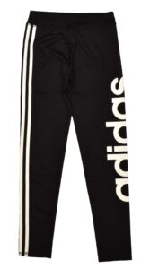 adidas kids girls' performance tight three stripe leggings - xs - black/white text