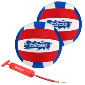 gosports pro neoprene pool volleyball 2 pack, waterproof volleyballs with ball pump