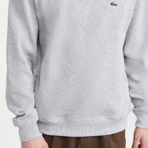 Lacoste Men's Long Sleeve 1/4 Zip Cotton Sweatshirt, Silver Chine, XL