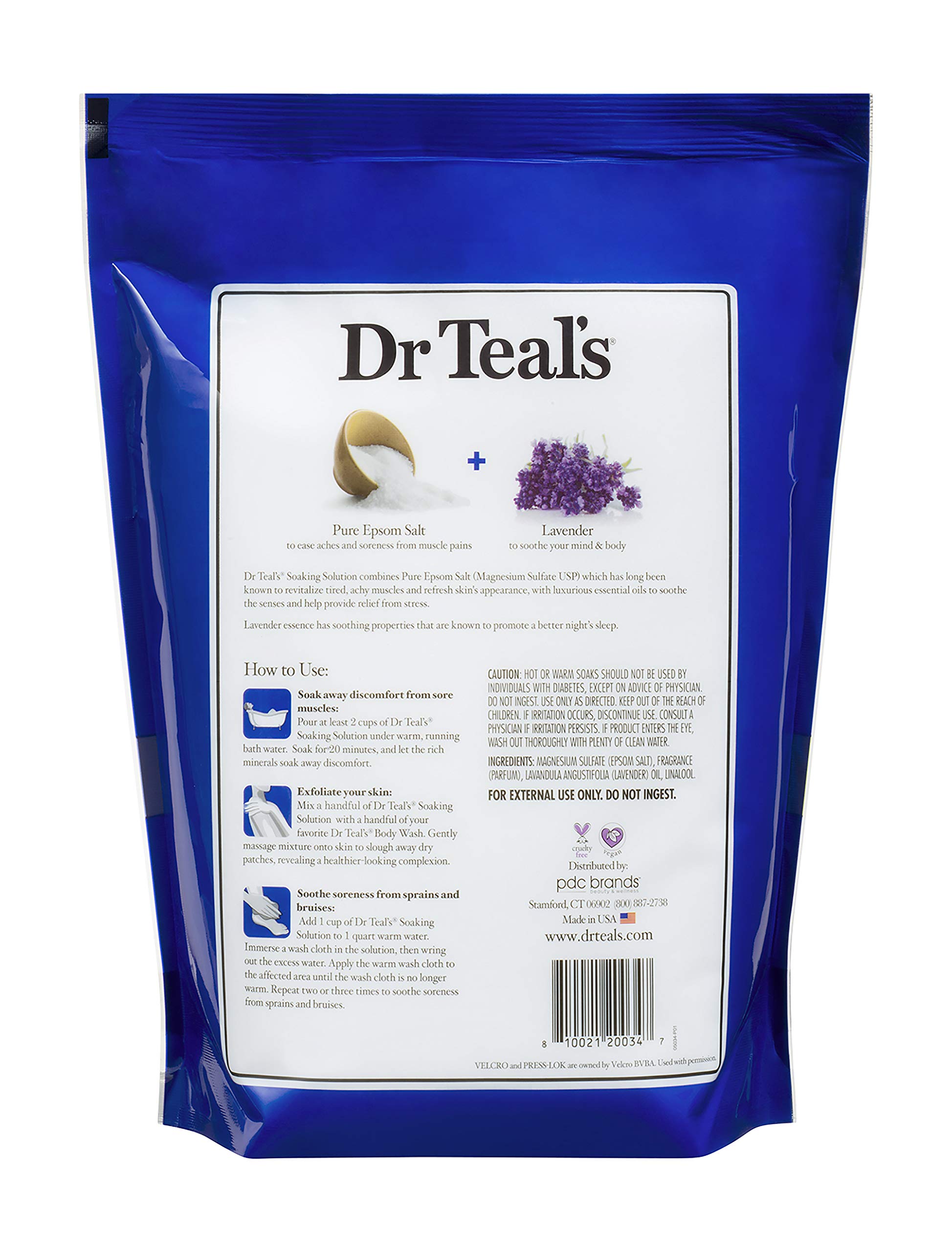 Dr. Teal's Lavender Soaking Solution (1 Bag, 7lb) - Blended with Pure Epsom Salt - Relax and Relieve Stress at Home While Promoting a Better Nights Sleep - Value Size Bag