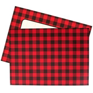 Iconikal 2-Sided Disposable Paper Place Mats, Red Buffalo Plaid and Wood Grain, 14 x 11-Inches, 22-Pack