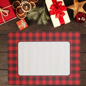 Iconikal 2-Sided Disposable Paper Place Mats, Red Buffalo Plaid and Wood Grain, 14 x 11-Inches, 22-Pack