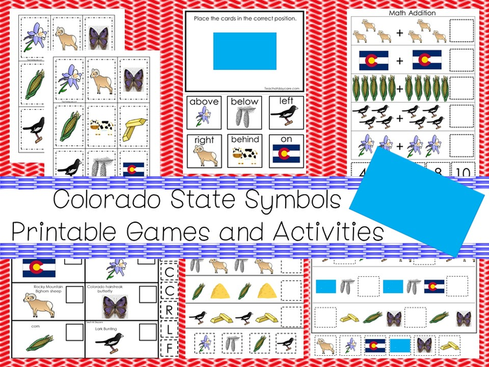 30 Printable Colorado State Symbols themed Games and Activities